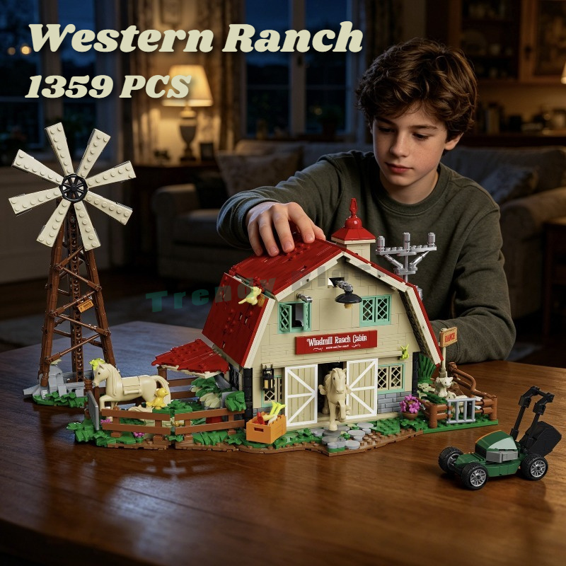 Agriculture Farm House - Set di Costruzioni Western Windmill Ranch